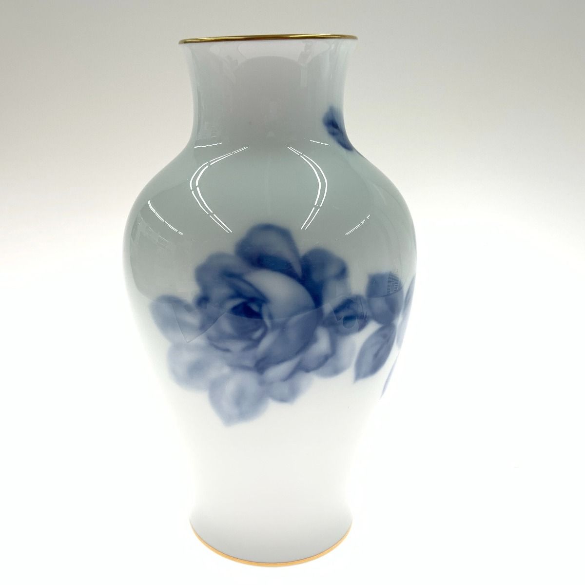 〇〇大倉陶園 OKURA 花瓶 花器 花入れ ブルーローズ トップ 薔薇 金彩