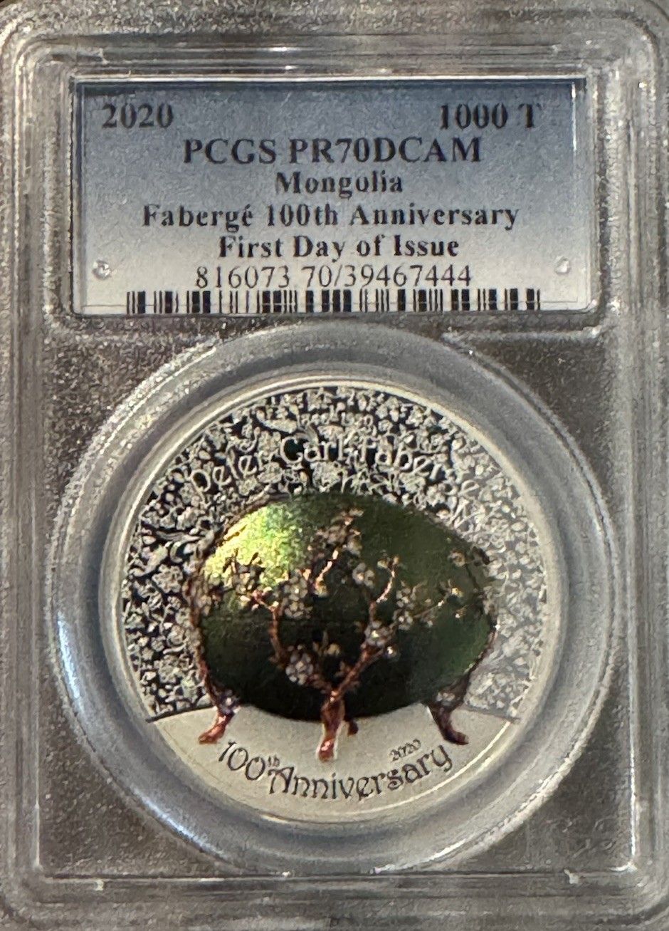 FABERGE EGG 100th EGG Anniversary 2020pcgs pr70DCAM 1000t Silver Coin 2020
