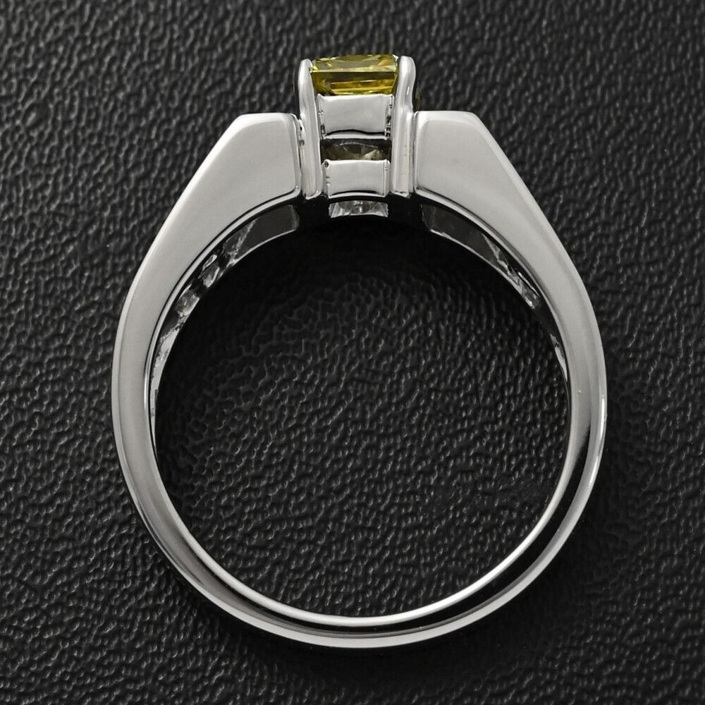 美品 Pt900 イエローダイヤ0.384ct(FLY-I1) リング 指輪 1.001ct/FD:1.3ct/Fancy Intense Yellow イエローダイヤモンド