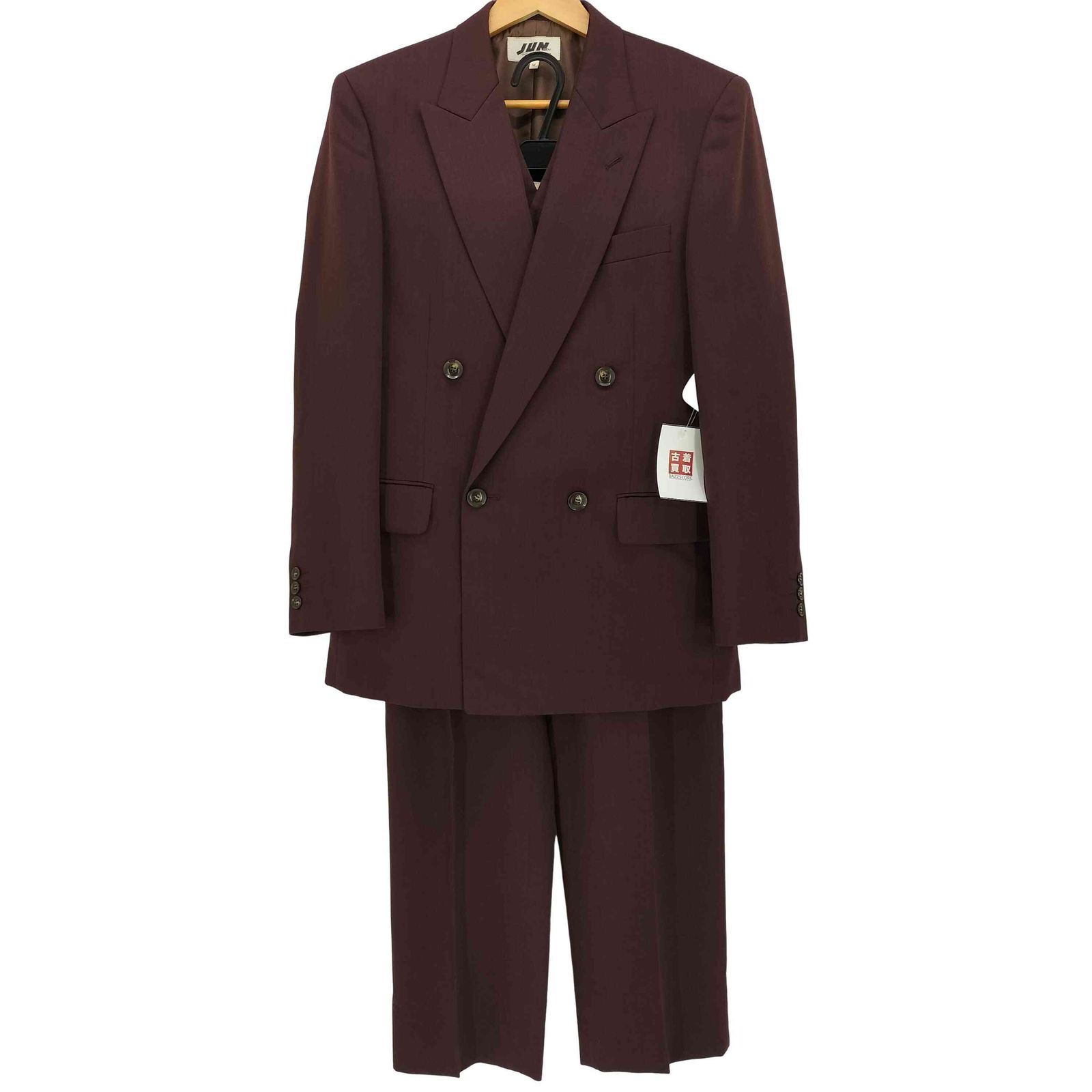 ジュンメン JUN MEN ウール ダブル テーラード ジャケット 切り替え ベスト ツータック スラックス パンツ 3ピース セットアップ  メンズ  M