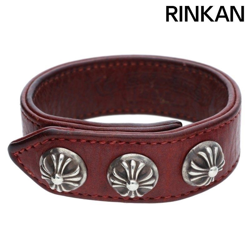 クロムハーツ 3BTN/2SNP/クロスボール3 レザーブレスレット CHROME HEARTS クロムハーツ（原本無） 3BTN 2SNP クロスボール