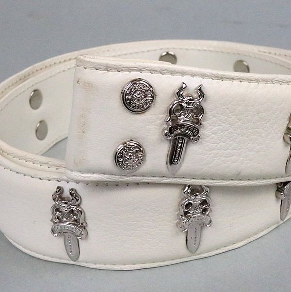 銀座店 クロムハーツ ダガー ローテッド ベルトストラップ 34 白 92295 