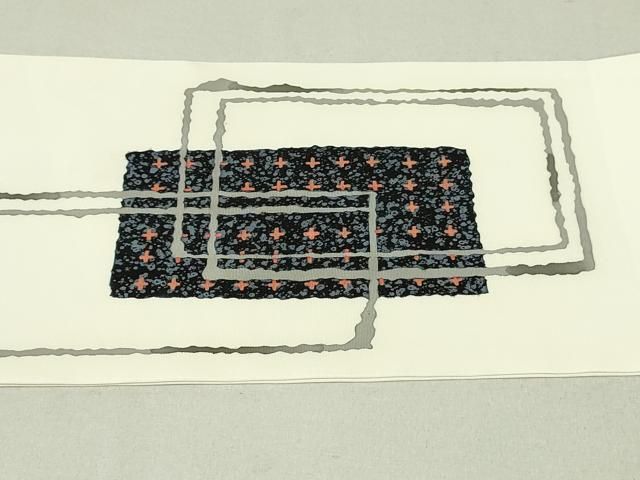 平和屋着物●鎌倉友禅　坂井教人　日本工芸会正会員　塩瀬　九寸名古屋帯　色紙重ね花文　金彩　正絹　逸品　DAAT0474ob 平和屋着物○鎌倉友禅 坂井教人 日本工芸会正会員 塩瀬 九寸名古屋帯