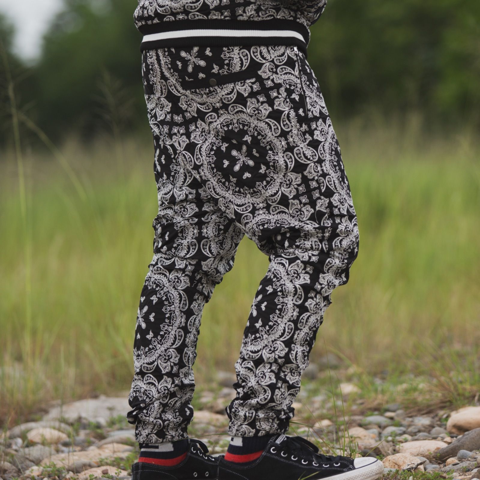 MAYO PAISLEY EMBROIDERY NYLON LOUNGE PANTS - BLACK - メルカリ