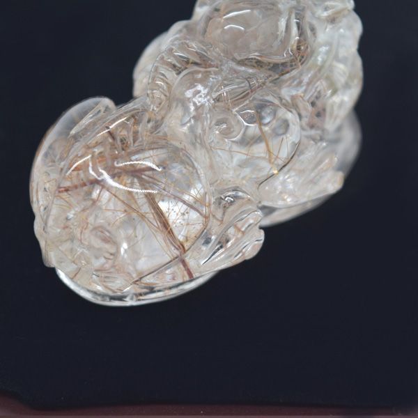 貔貅 置物 ヒキュウ 6cm ブロンズルチル 天然石製 金針水晶 NEXPOTALLINN_EU