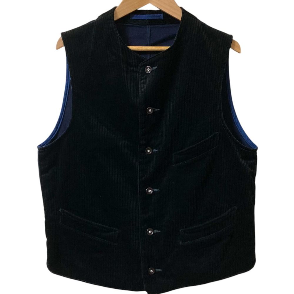 45R フォーティファイブアール コーデュロイ 麦サテンの908ベスト サイズ2 ブラック ネイビー レディース 古着
