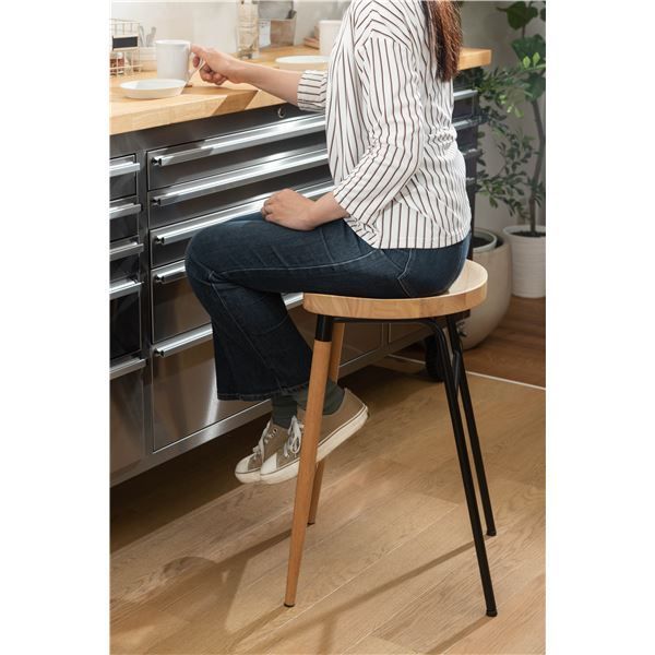 ハイスツール 約W41.5×D42×H65cm ホワイト 組立品 ハイスツール 約W41.5×D42×H65cm ホワイト 組立品[Ponowish]