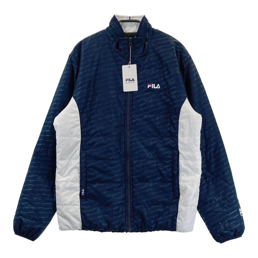 サイズ L FILA GOLF フィラゴルフ 中綿ジャケット ロゴ総柄 ネイビー系 240101406354 ゴルフウェア メンズ ストスト