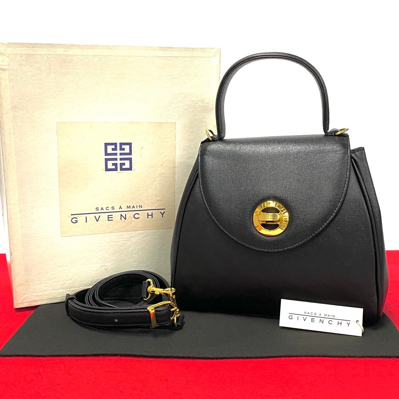 極 美品 保存箱付き GIVENCHY ジバンシィ ヴィンテージ レザー ターン 