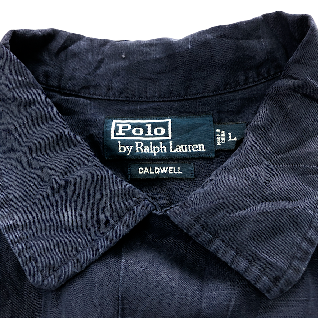 90s ラルフローレン CALDWELL オープンカラーシャツ シルク リネン