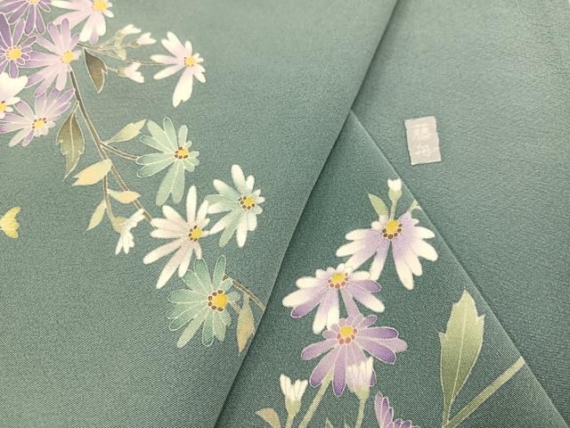 平和屋着物○十日町友禅 女流作家 遠田藤舟 訪問着 枝花文