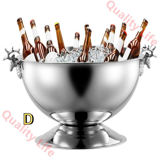 ワインクーラー ステンレス製 シャンパンクーラー 氷のバケツ アイスバケツパンチボウル 13 5 L ルシャンパンワインバケツ シャンパンバケツ アイスペール 保冷 適温維持 おしゃれ 大容量ワインチラークーラー用 C