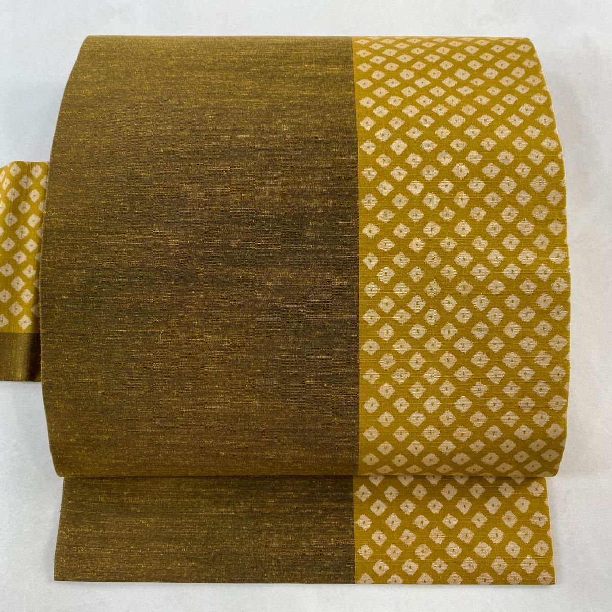 名古屋帯 美品 優品 疋田柄 山吹茶色 正絹 【中古】 名古屋帯 美品 秀