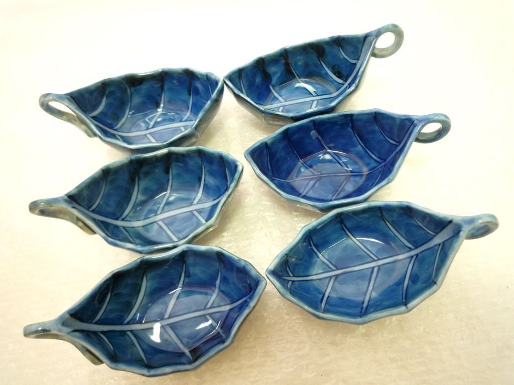 館林源右衛門 古伊万里 染濃葉形 付出 小鉢 六客 小皿 希少 名品 高