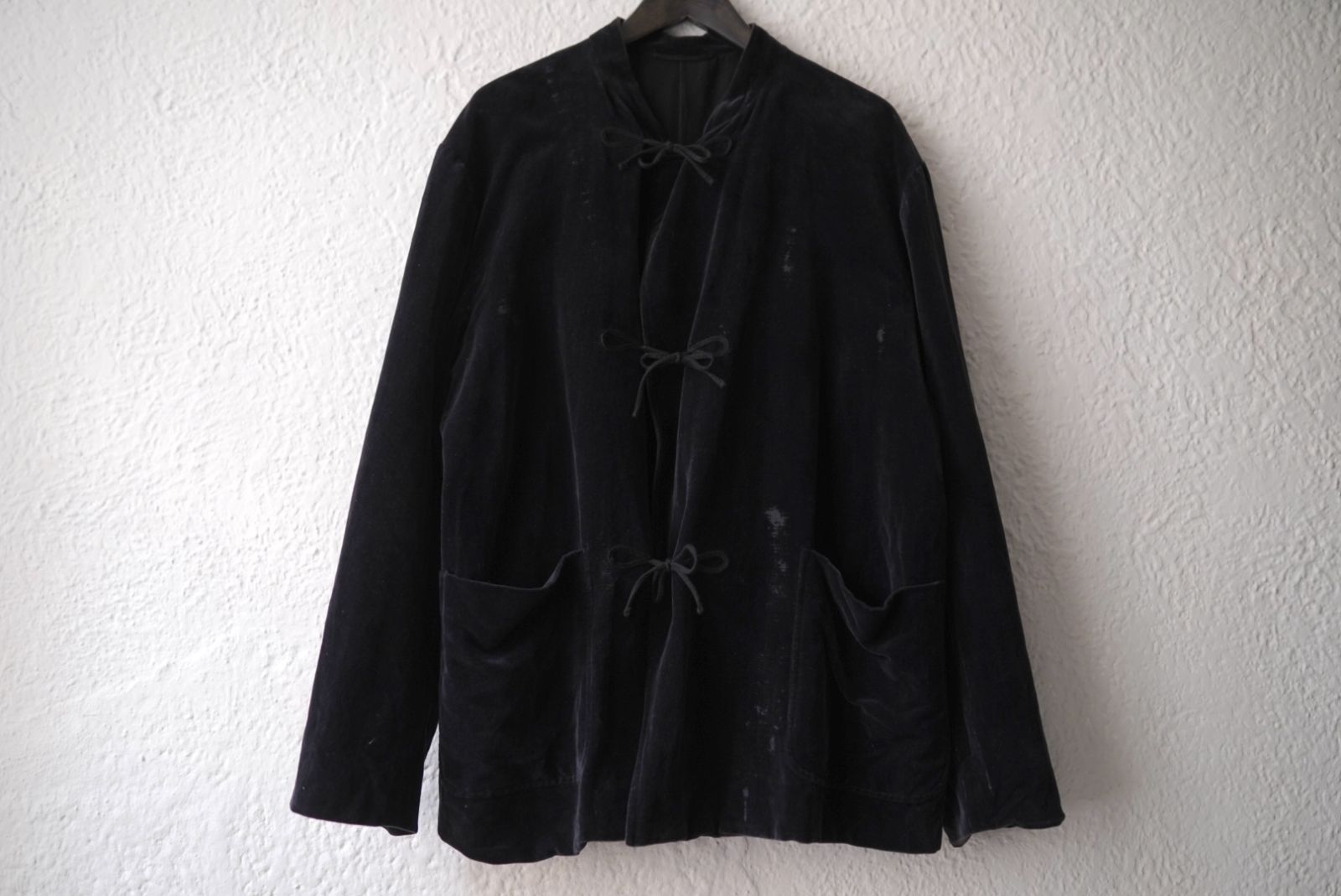 19AW 表面剥がれ加工 別珍スタンドカラージャケット チャイナ