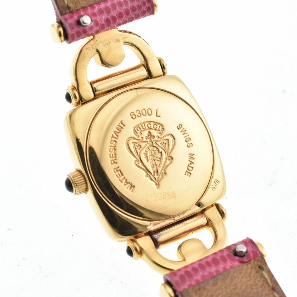 グッチ GUCCI 6300L ホースビット GP/レザー クォーツ レディース良品