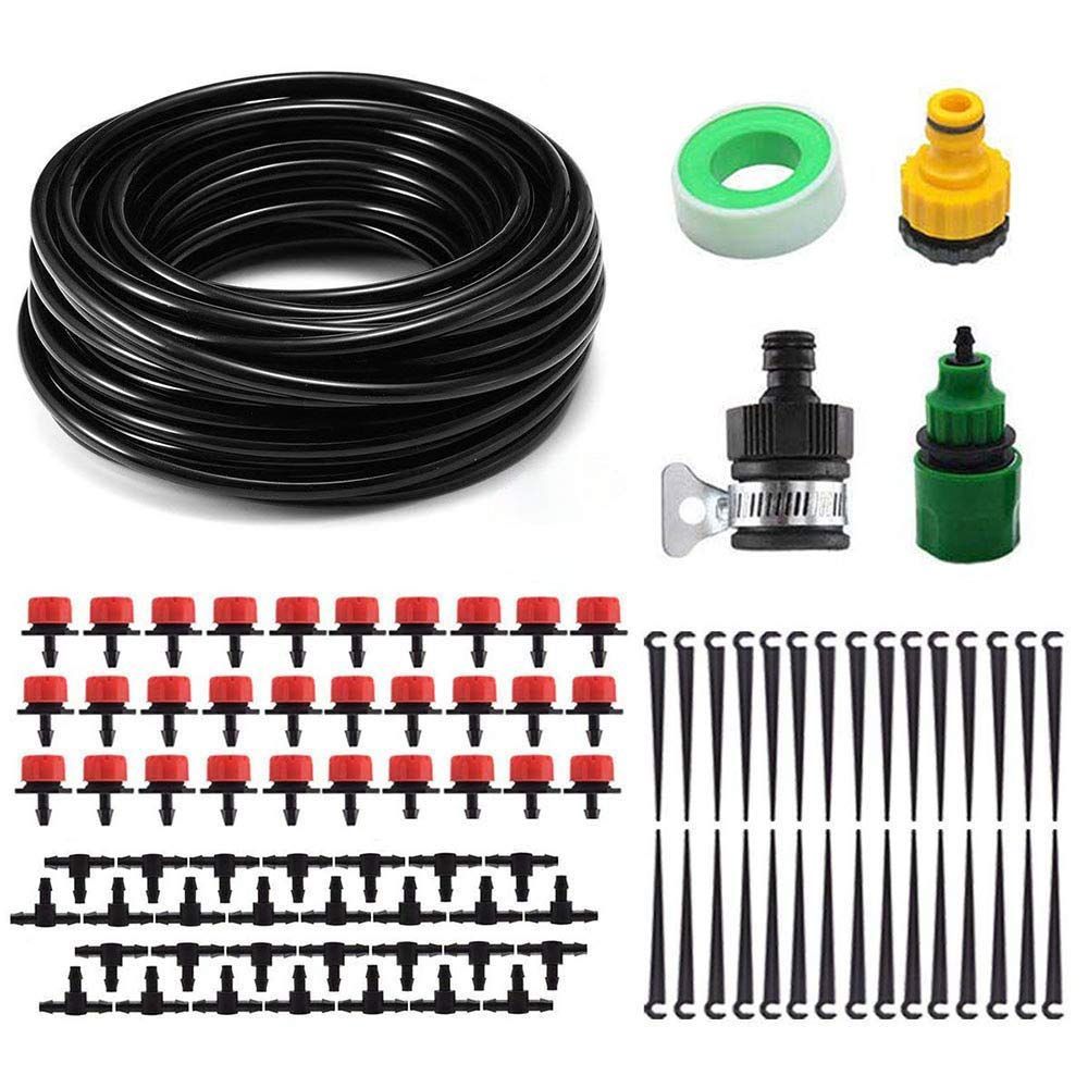 新作入荷，大人気 【在庫処分】Kalolary 25m 散水用具 点滴ノズル 点滴灌漑 ドリップ 自動散水 噴霧ノズル ドリップ散水ノズル ドリップ灌漑システム 散水ホース 水やり 点滴灌漑 散水用具 水量調整可能 屋根冷却 ガーデニング