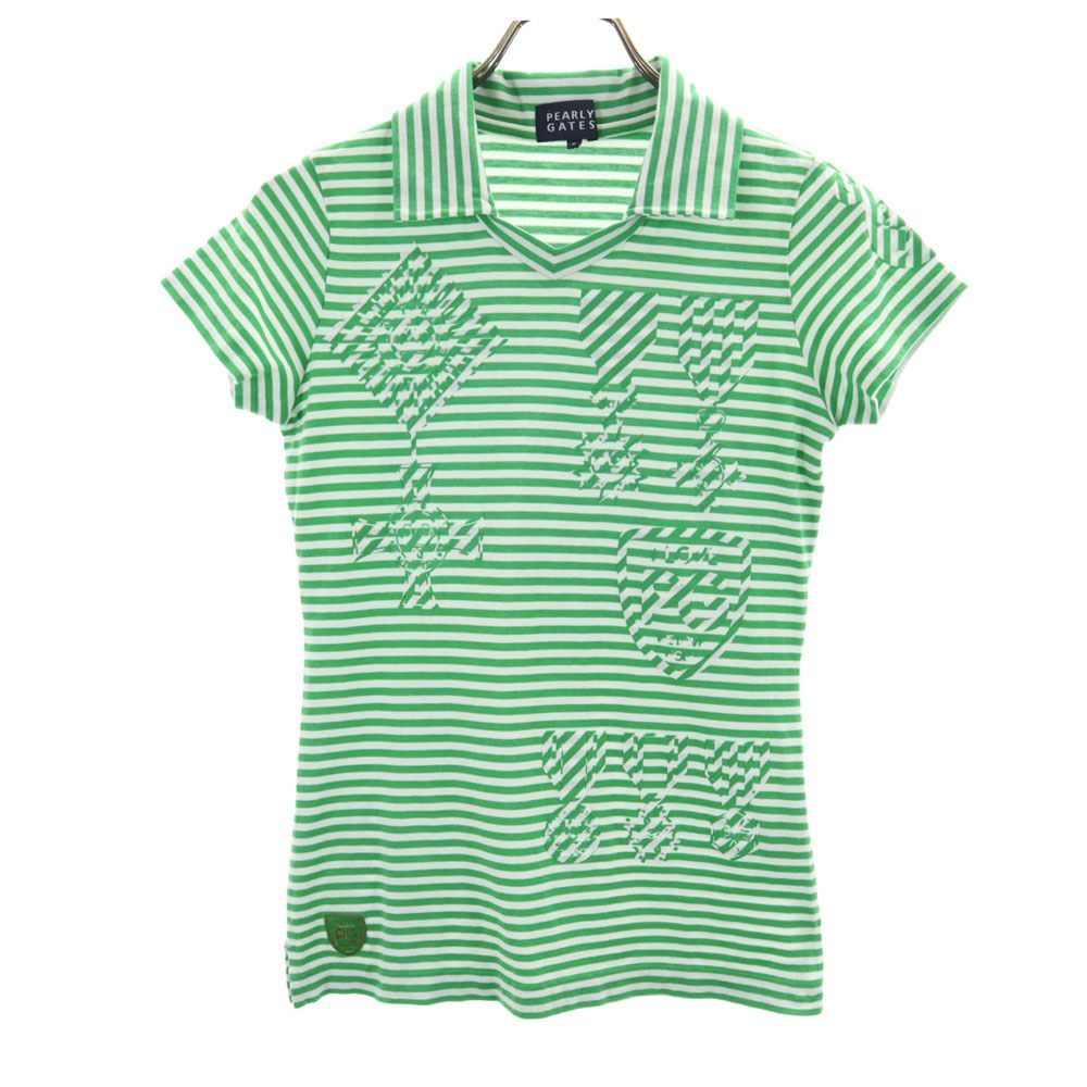 パーリーゲイツ 日本製 ゴルフ 半袖 シャツ 0 グリーン系 PEARLY GATES レディース 古着 【240410】 メール便可