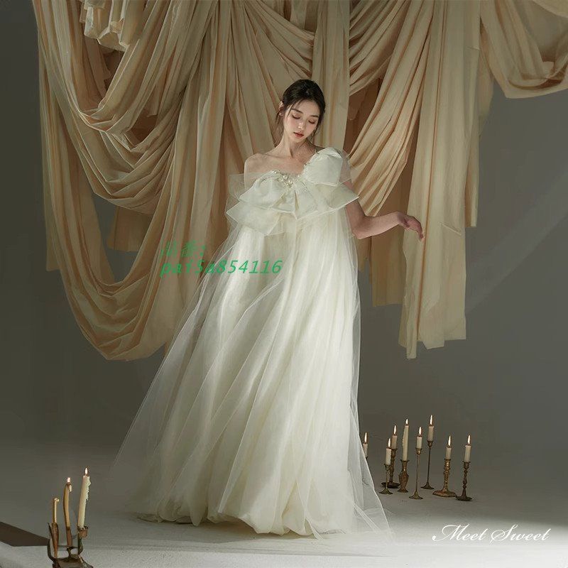 ウェディングドレス ロングドレス スレンダーライン ベアトップ ふわふわ 二次会 ブライダル 前撮り チュール ウエディングドレス 結婚式 挙式 花嫁 pai5a854116