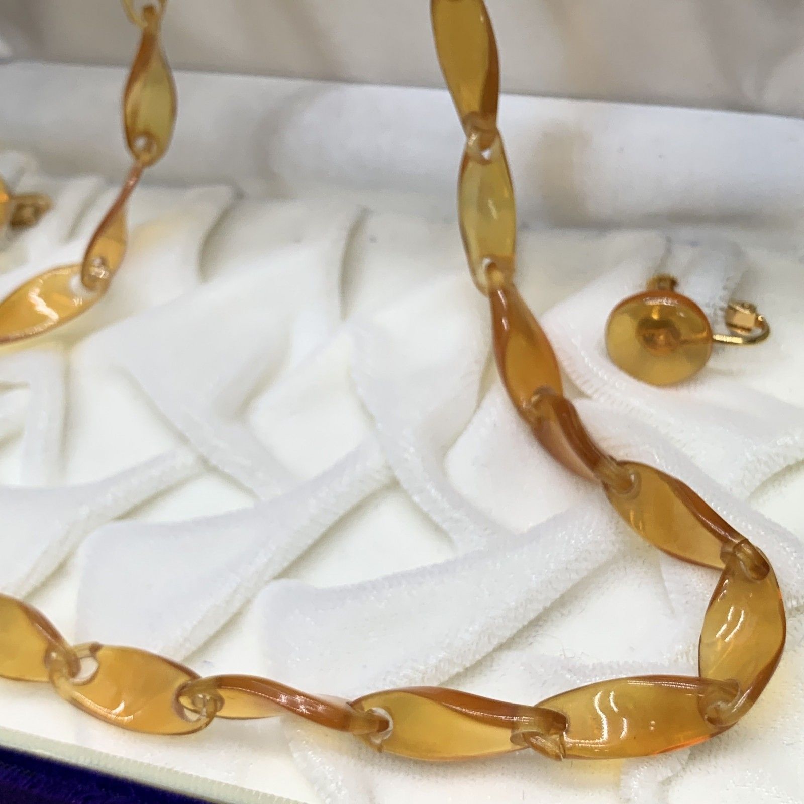 J372 べっ甲柄ネックレス イヤリング 本鼈甲柄 ヴィンテージ レトロ