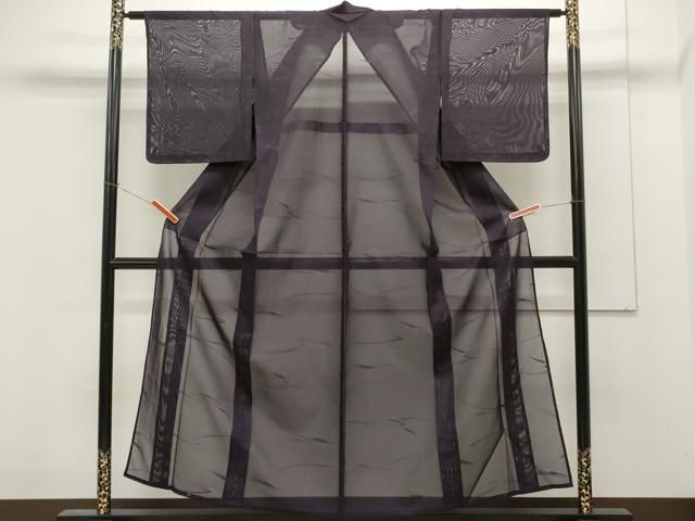 平和屋着物＊夏物 色無地 吉祥文紗 滅紫色 正絹 逸品 未使用