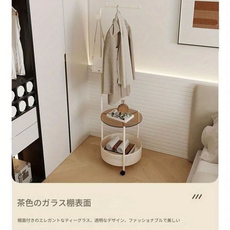 ハンガーラック 自立式衣類ラック 寝室用衣類ハンガー 棚付き 高級