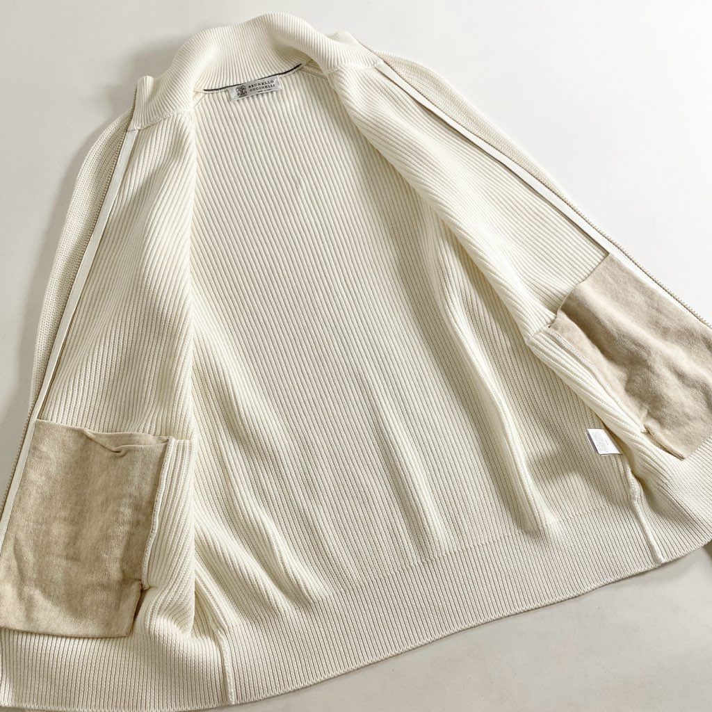 美品 ブルネロクチネリ ドライバーズニット ブルゾン コットン サイズ52 美品 ブルネロクチネリ ドライバーズニット ブルゾン コットン