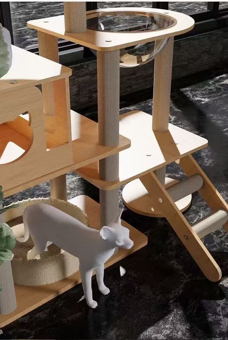  キャットタワー 木製 猫タワー 据え置き スリム 省スペース 爪とぎ 麻紐 おしゃれ ハンモック 宇宙船 キャットハウス 猫ハウス 運動不足 ス その他 キャットタワー