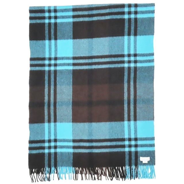 Joshua Ellis チェック柄ストール ブラック・ターコイズ　カシミヤ Joshua Ellis（ジョシュア エリス）カシミアタータンチェック