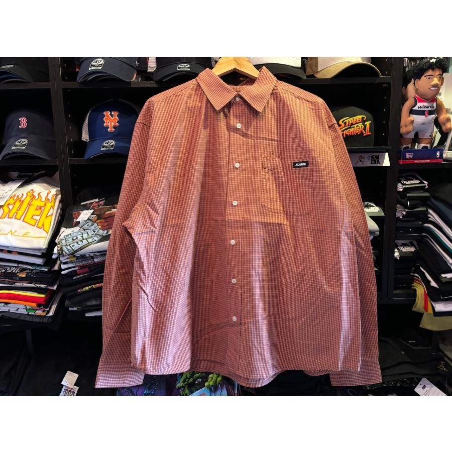 XLARGE GINGHAM CHECK L/S SHIRT BROWN Lサイズ