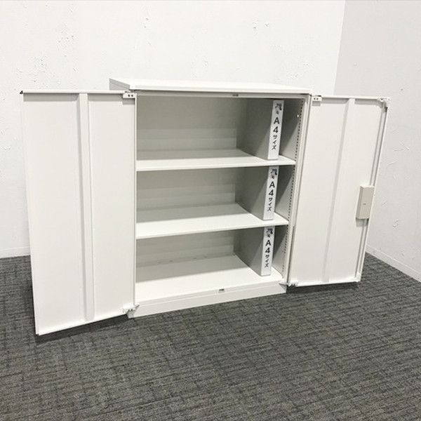 自信 両開き書庫 シンライン 天板付 スチールキャビネット イトーキ ホワイトW