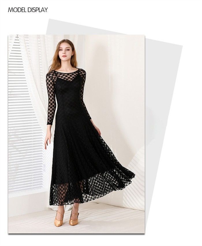 種類・カラー豊富！ 2点セット 社交ダンスドレス モダンドレス 黒 ブラック レース 社交ダンス衣装 社交ダンス ブラックドレス 衣装 長袖 大きい裾 スタンダードドレス ワルツダンス ステージ衣装 ダンス衣装 ダンスウェア 競技会 発表会 競技着 練習着 舞台 演奏会 人気ブランドの新作も！