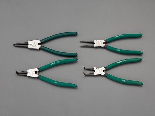 リング径:32~80mm エスコ 4本組スナップリングプライヤー(穴・軸用) EA682S-3