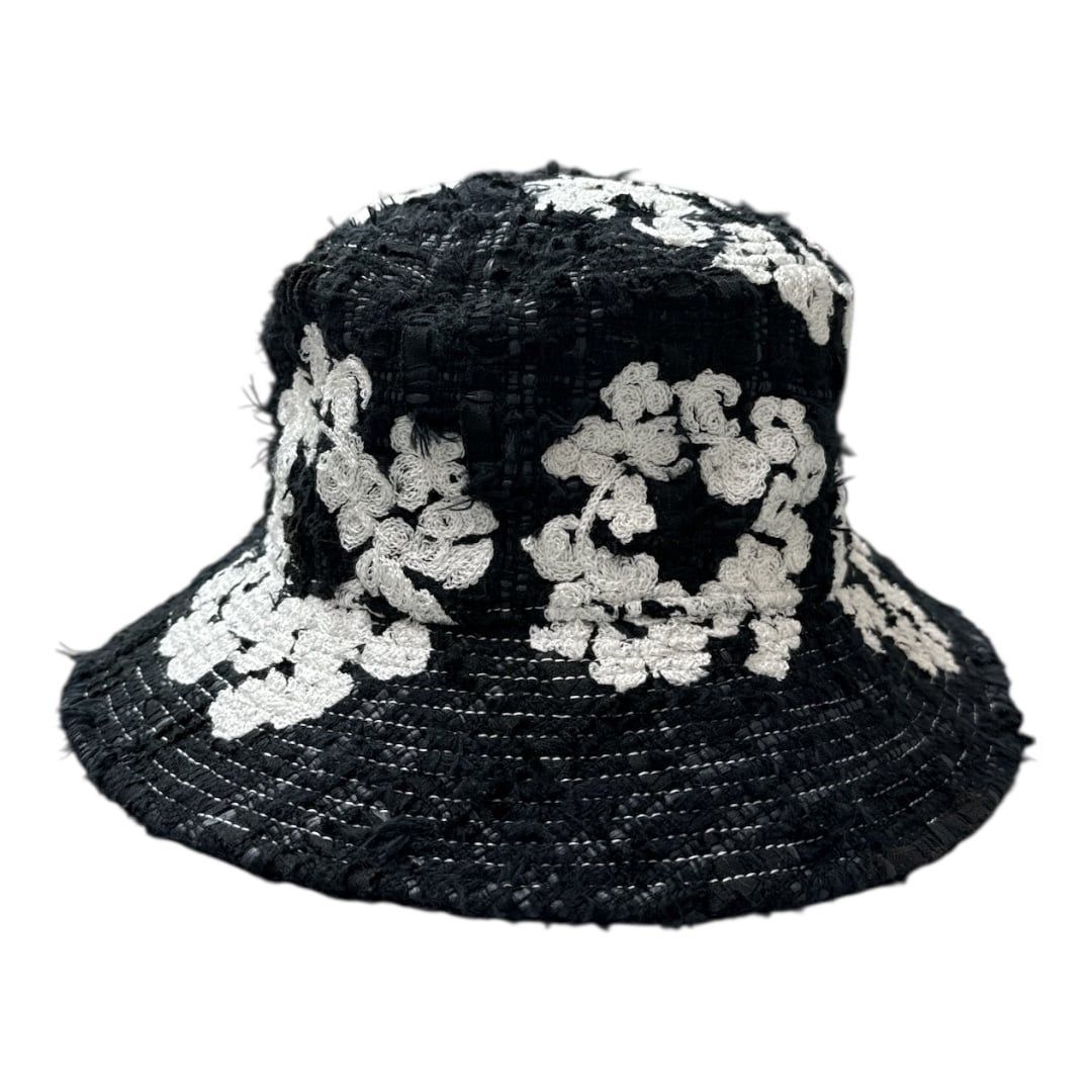 READYMADE x DENIM TEARS COTTON WREATH TWEED BUCKET HAT BLACK