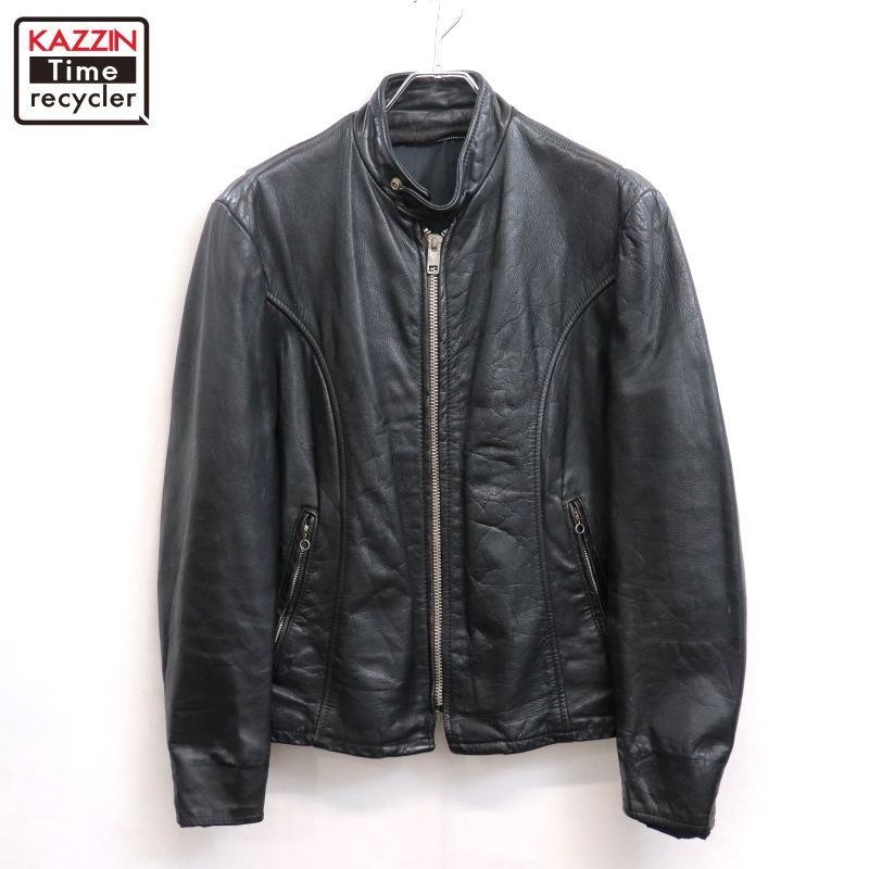 60s vintage シングルライダース ブラック レザージャケット メンズ M