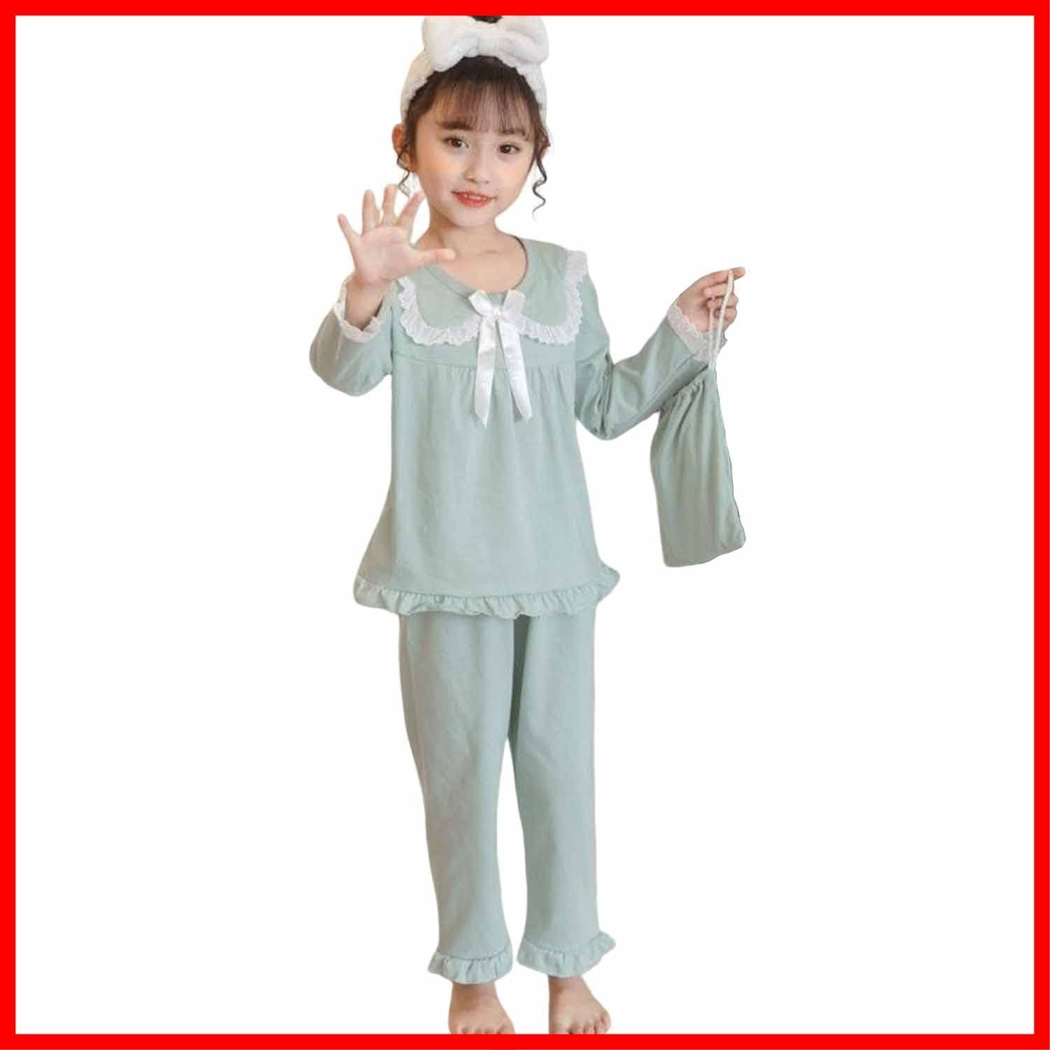ネグリジェ 女の子 長袖 キッズ 綿 大きいサイズ キッズ パジャマ ガールズ パジャマ 寝間着 長袖・長パンツ [LIANFOR] 春・秋向き商品 100-170cm