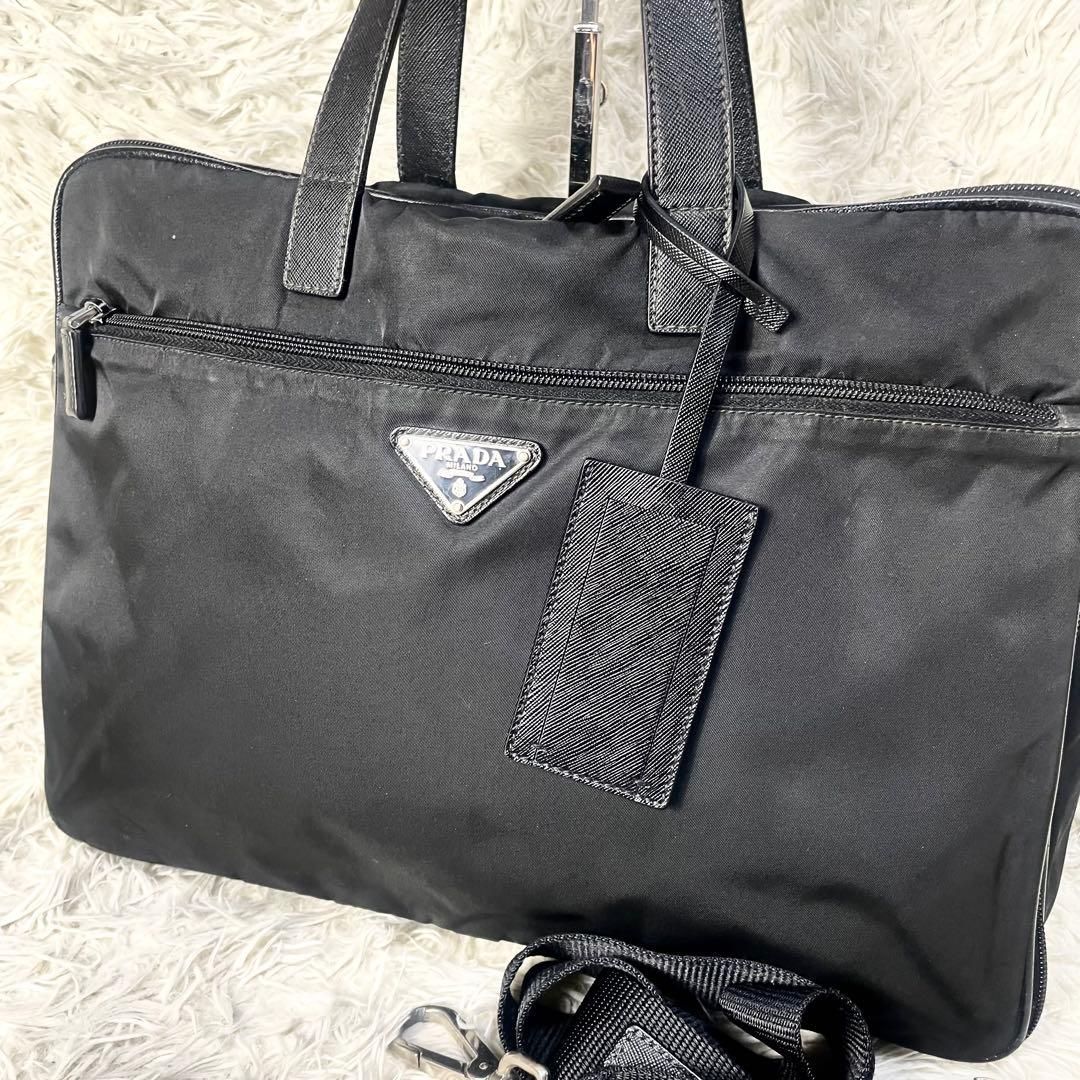 プラダ PRADA 2way ショルダーバッグ ビジネスバッグ ナイロン 黒