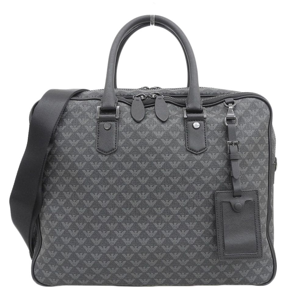 エンポリオアルマーニ Emporio Armani 現行イーグルロゴ レザー - PVC 2way ショルダ クロスボディ メッセンジャ ブリーフバッグ メンズ ビジネス