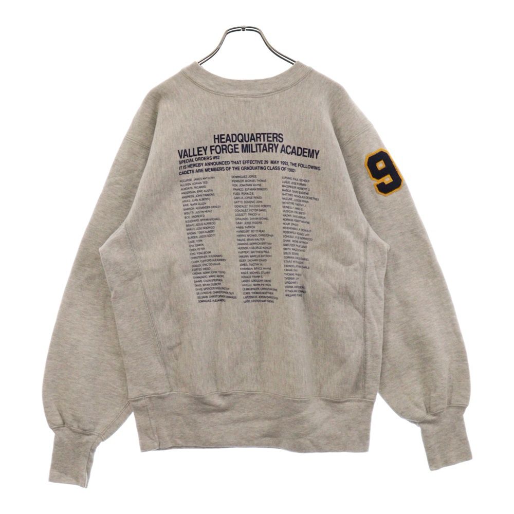 CHAMPION (チャンピオン) 90S REVERSE WEAVE ヴィンテージ リバースウィーブ USA製 ワッペン刺繍 ミリタリー  バックプリント クルーネック スウェットトレーナー グレー - メルカリ