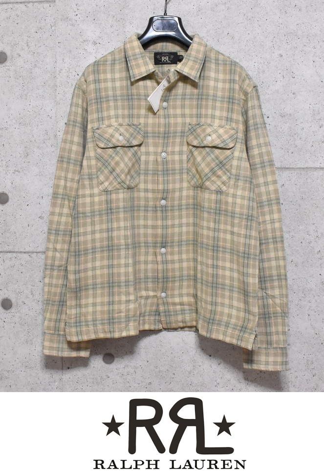 RRL Ralph Lauren CAMP LONG SLEEVE SPORT SHIRT COTTON M ダブルアールエル ネルシャツ