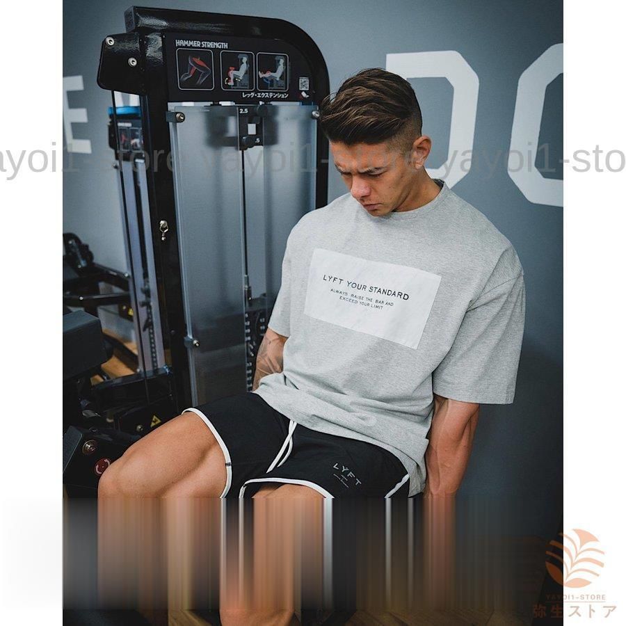 大きいサイズ メンズ トップス Tシャツ 半袖 サマー フィットネス トレーニングウェア スポーツ ジム ジョギング ランニング 英字プリント インナー 吸汗速乾