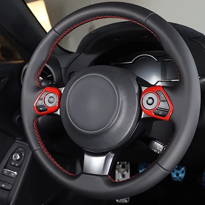 DIYUCAR トヨタ 86 GT86 GTS86 2017-2022に対応 スバル BRZ ZC6 ZD8 車用 ステアリング ハンドル ボタン  カバー ステアリングホイールボタントリムフレーム 保護ステッカー ２点セット 赤( レッド) - メルカリ