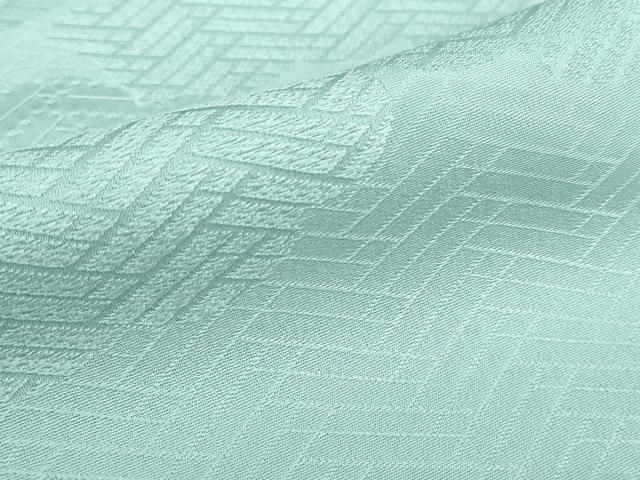 平和屋着物▽上質な色無地 単衣 立波地紋 秘色色 正絹 逸品