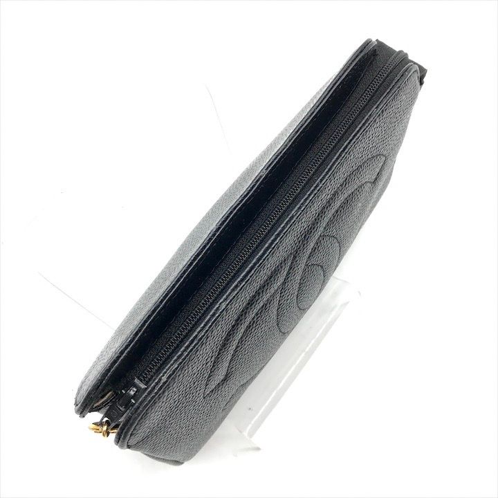 美品 CHANEL シャネル ココマーク キャビアスキン レザー ポーチ 小物  