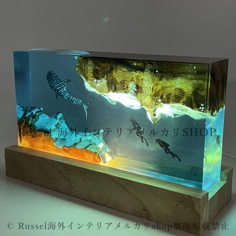ナイトライト レジンアート 海洋生物 おしゃれ かわいい USB 給電 コンパクト ベッドライト 間接照明 寝室 卓上ライト ギフト 4-7