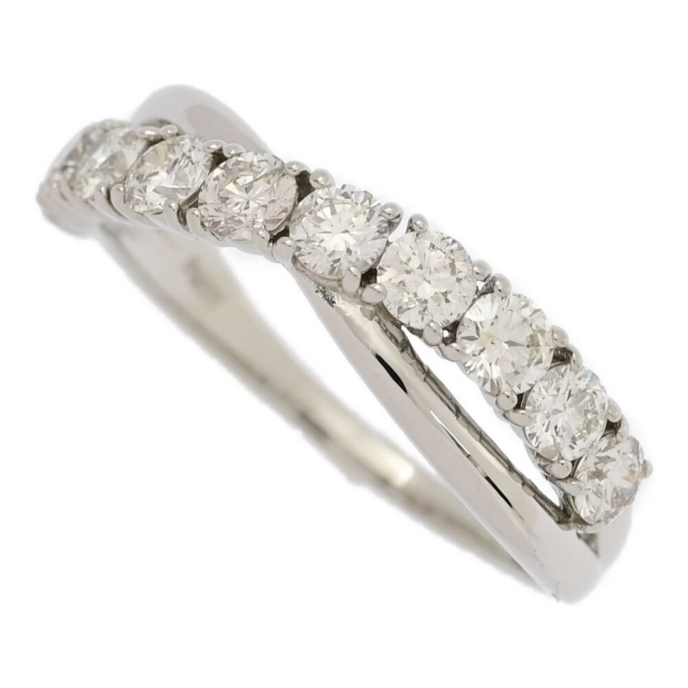 1ct/10P・ツイスト ダイヤモンド リング・指輪/Pt900-4g/15号/#55