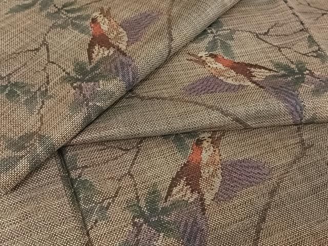 平和屋着物○本場大島紬 9マルキ 枝花鳥文 正絹 逸品 AAAU0277np  