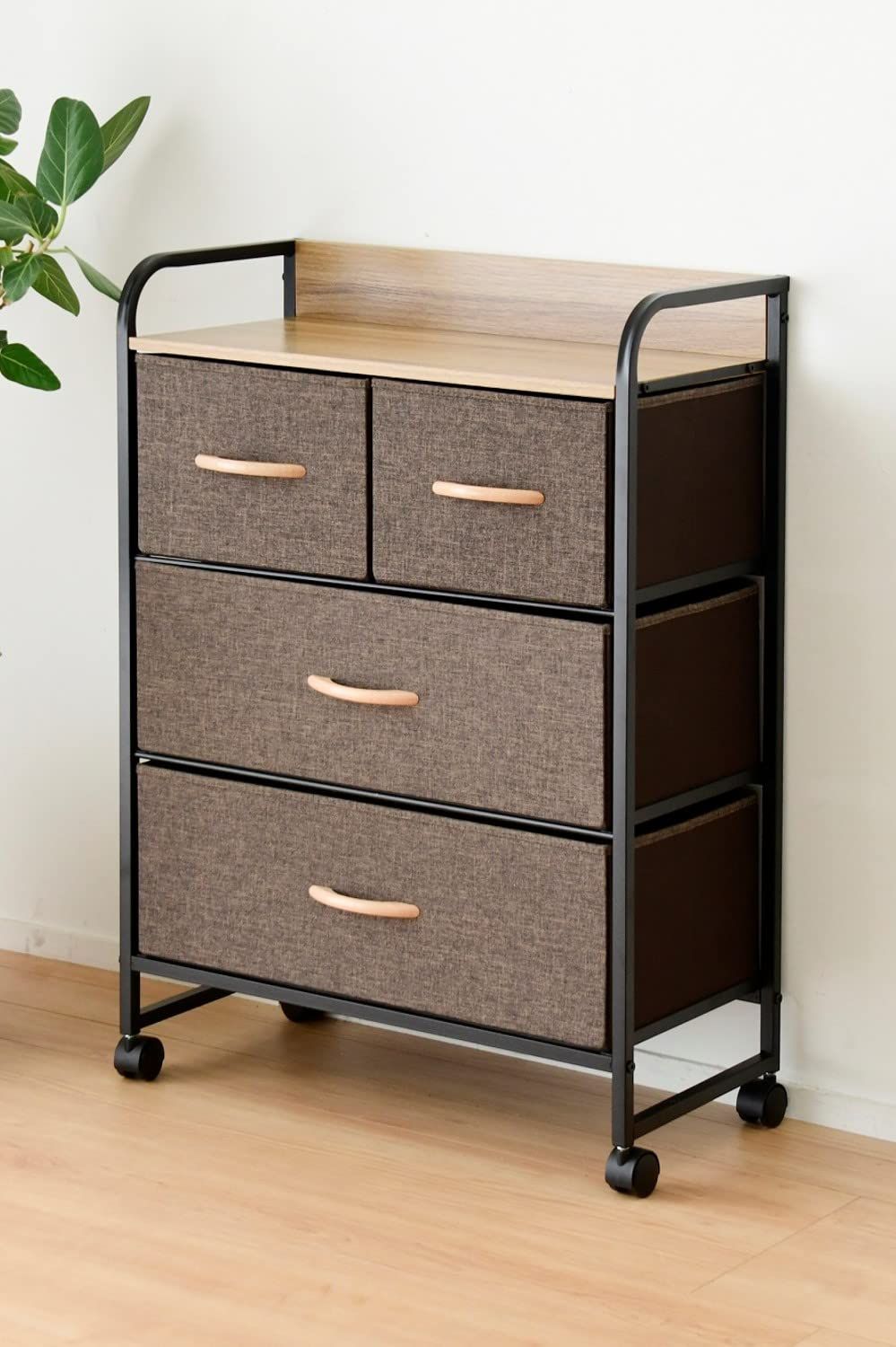 ファブリックチェスト 3段YZFC-6080T(BR/BK) ブラウン/ブラック 新着