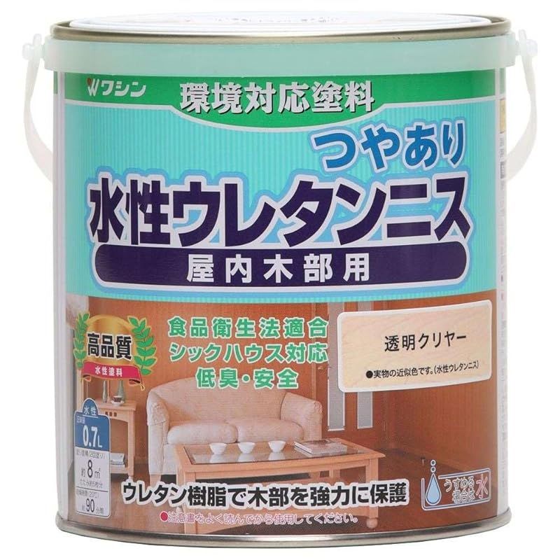 和信ペイント 水性ウレタンニス 透明クリヤー 0.7L 屋内木部用 ウレタン樹脂配合・低臭・速乾 1