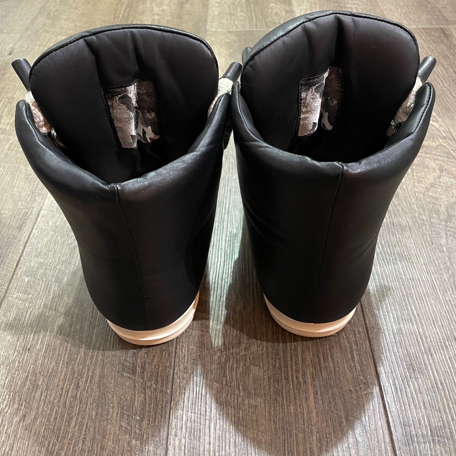 rick owens リックオウエンス jumbo laced padded 革 Rick Owens】JUMBO LACE PADDED SNEAKERS(BLACKWHITE)(42 BLACK